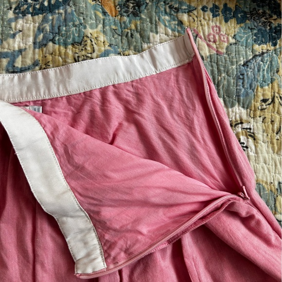Boden Pink Cotton Skirt w White Embroidered Trim - Picture 7 of 11